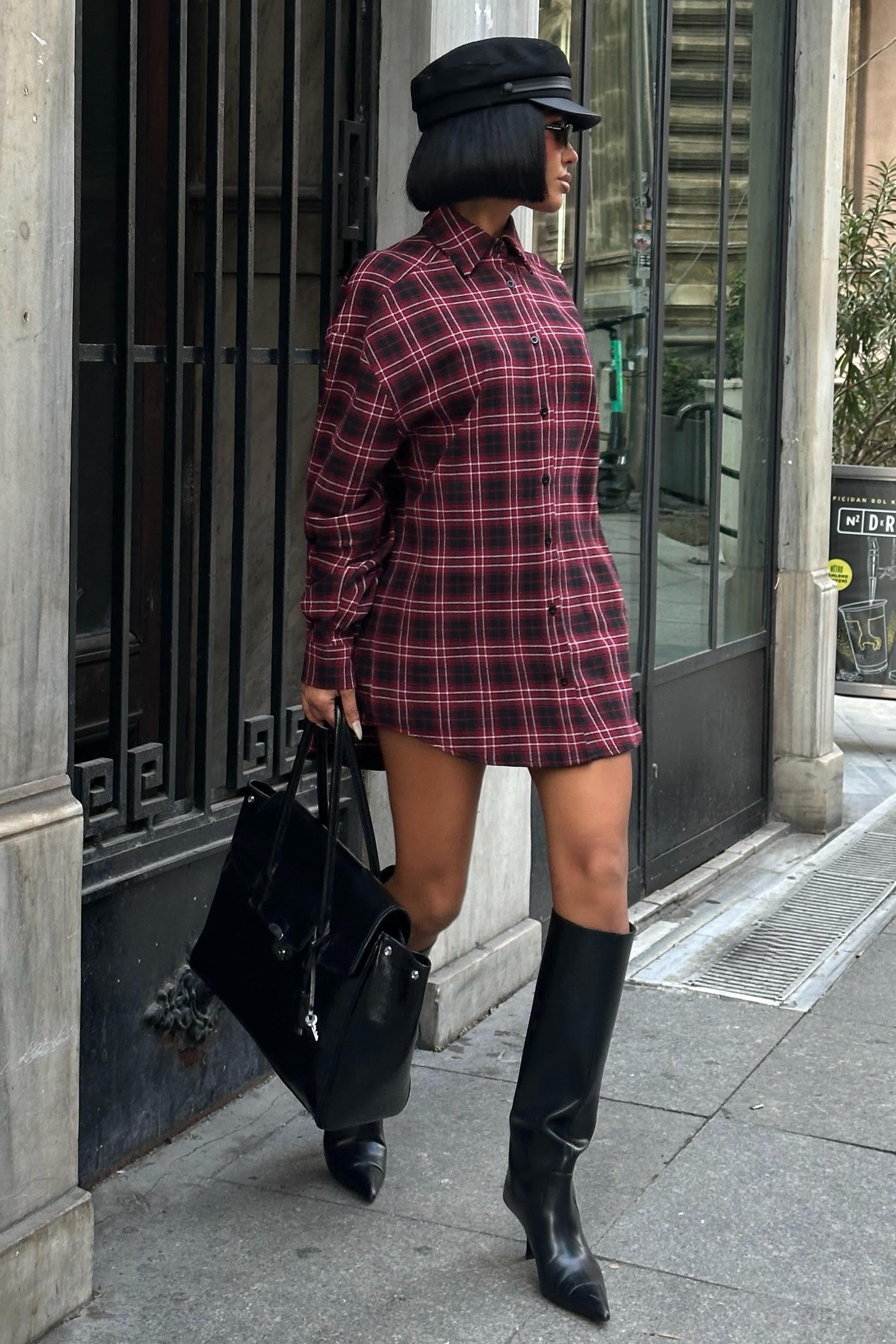Oduncu Tarzı Ekose Gömlek – Oversize Pamuklu Gündelik Stil – Kırmızı