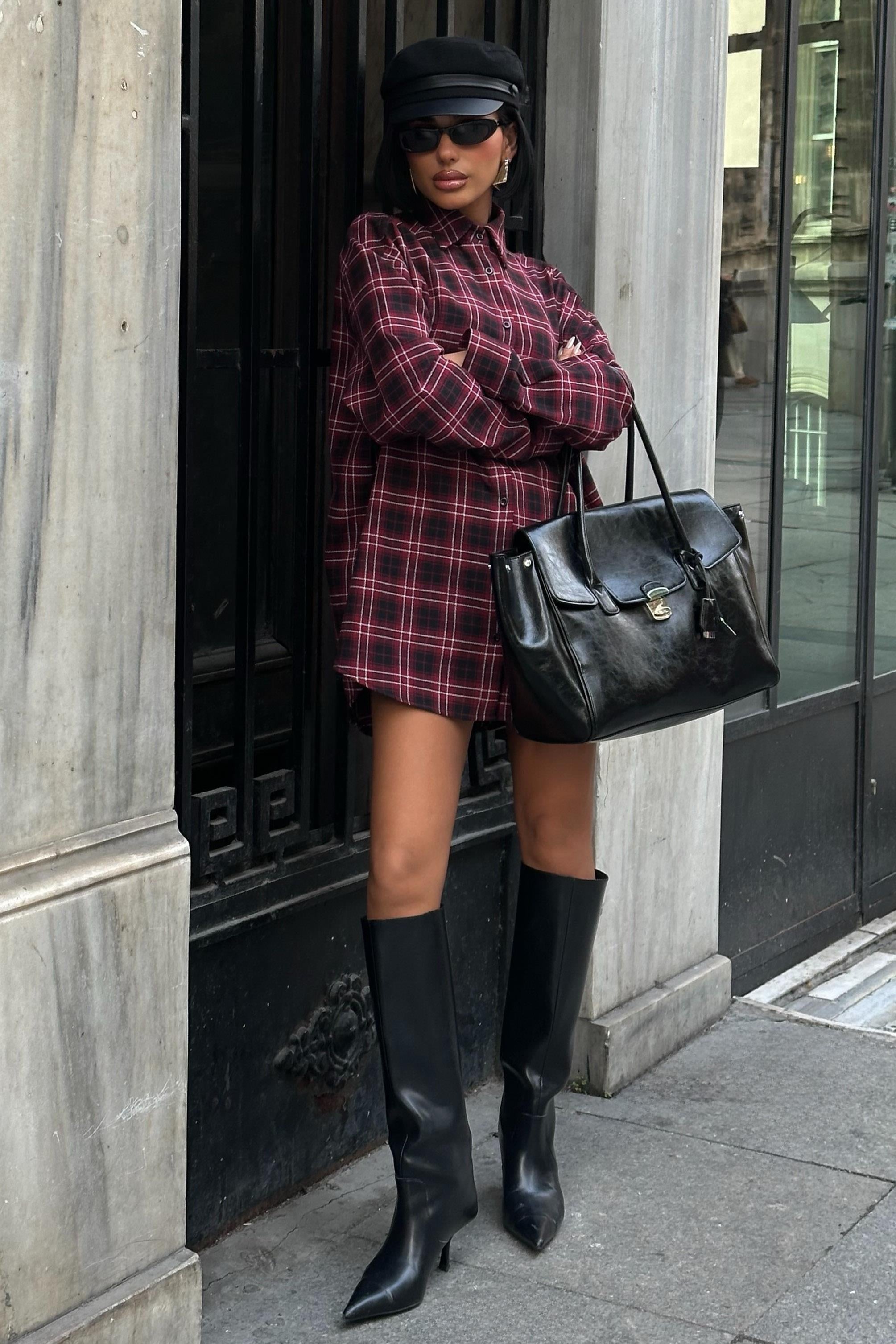 Oduncu Tarzı Ekose Gömlek – Oversize Pamuklu Gündelik Stil – Kırmızı