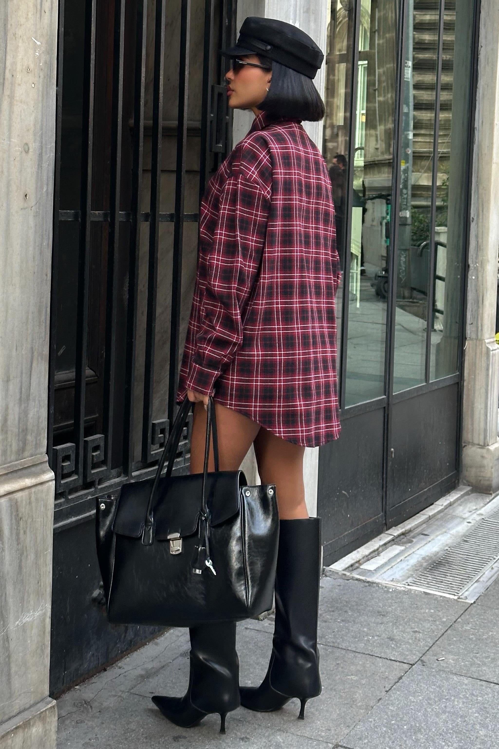 Oduncu Tarzı Ekose Gömlek – Oversize Pamuklu Gündelik Stil – Kırmızı