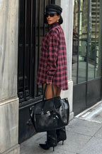 Oduncu Tarzı Ekose Gömlek – Oversize Pamuklu Gündelik Stil – Kırmızı