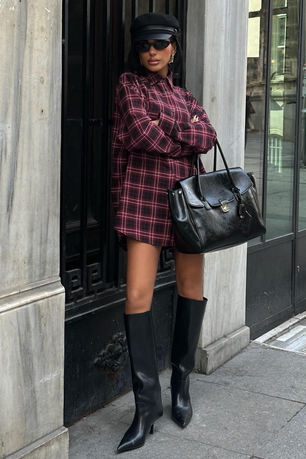 Oduncu Tarzı Ekose Gömlek – Oversize Pamuklu Gündelik Stil – Kırmızı