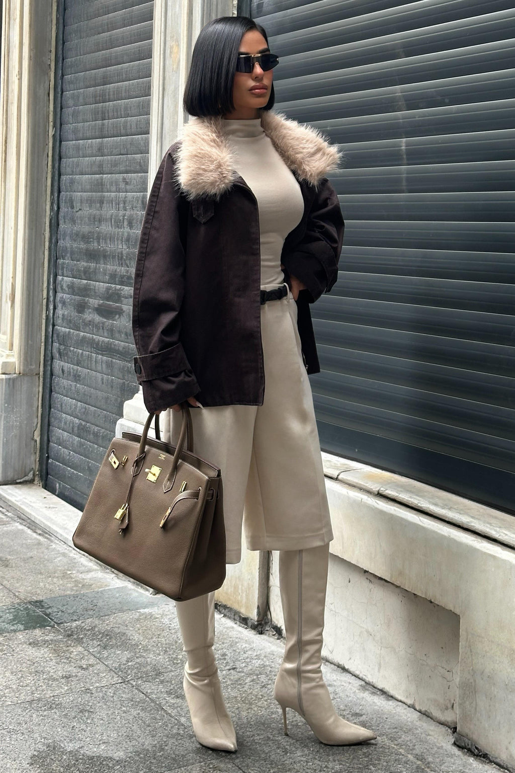 Kürk Yakalı Oversize Ceket – Premium Günlük Şıklık – Yeşil